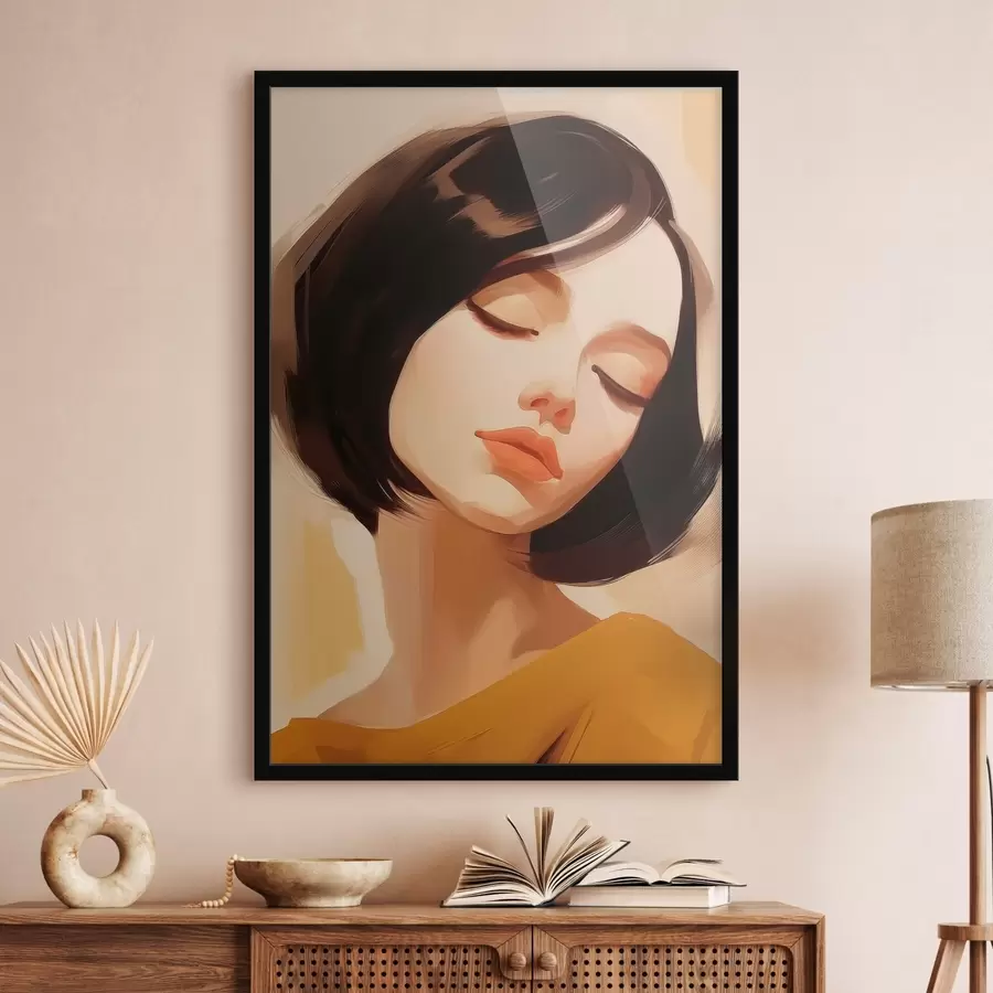 murales de pared Mujer con pelo corto negro f45960