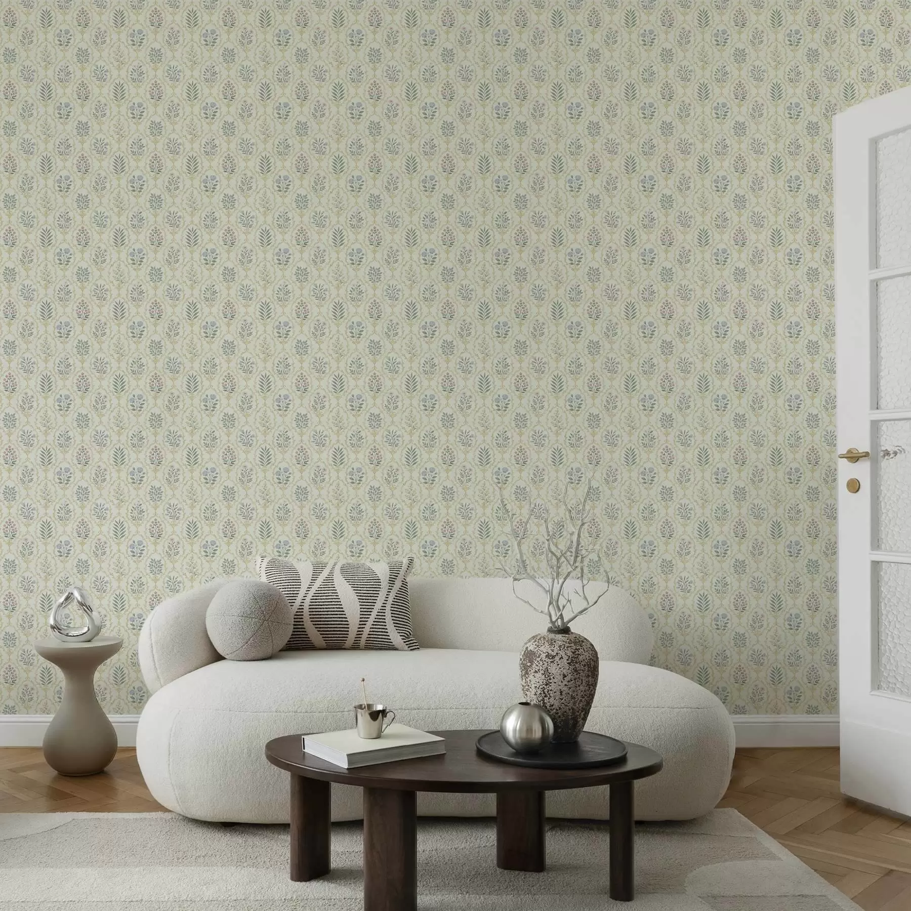 murales de pared Medallones botánicos en celosía, tonos pastel a00579