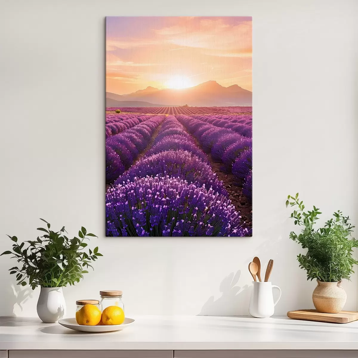 murales de pared Puesta de sol en un campo de lavanda s45663