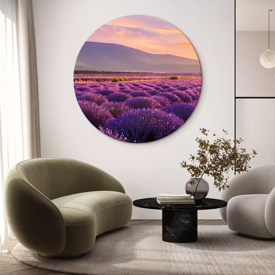 murales de pared Campos de lavanda con las montañas como telón de fondo r45662