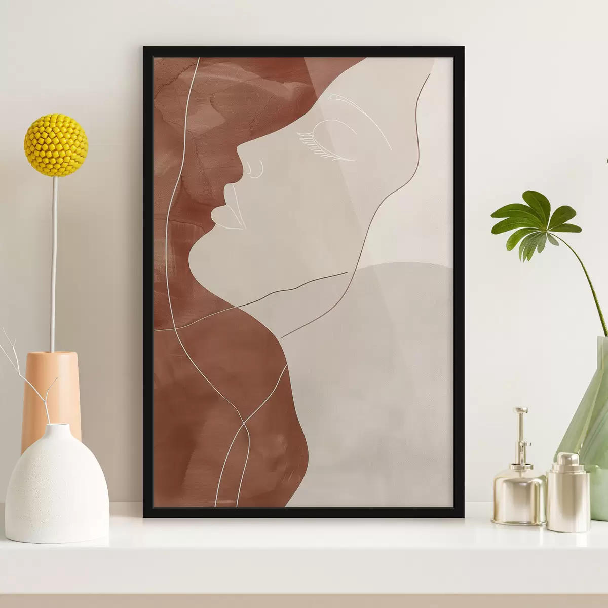 Poster Abstracción, silueta de una niña f45656