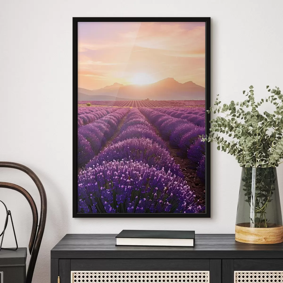 Poster Puesta de sol en un campo de lavanda f45663