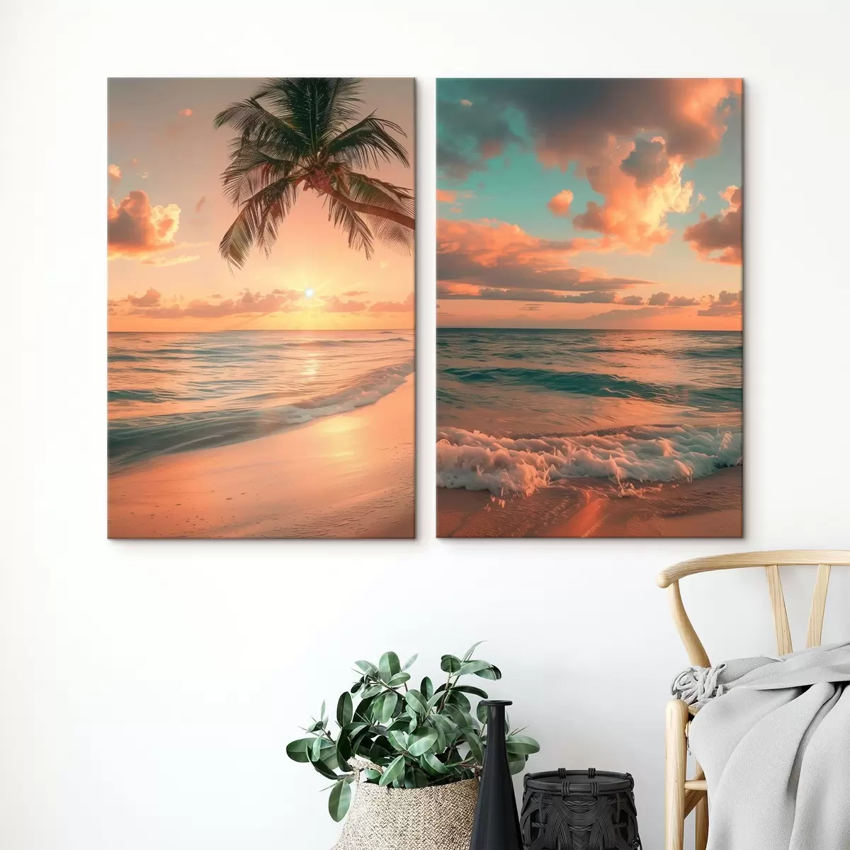 murales de pared Puesta de sol en la costa con vistas a las olas m00787