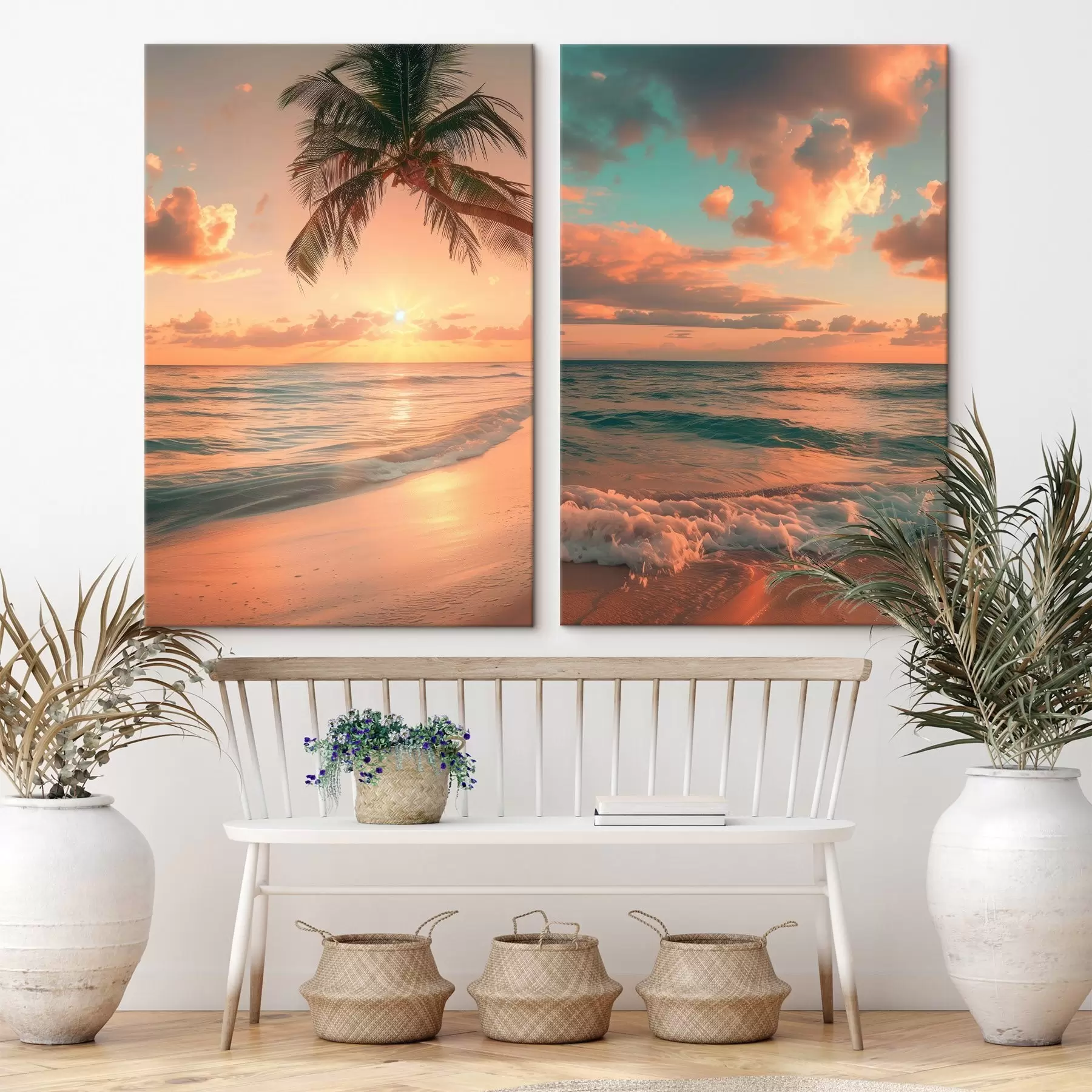 murales de pared Puesta de sol en la costa con vistas a las olas m00787