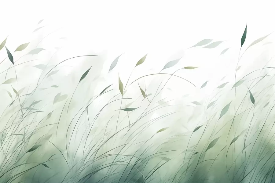 murales de pared Hierba verde al viento en estilo acuarela w09331