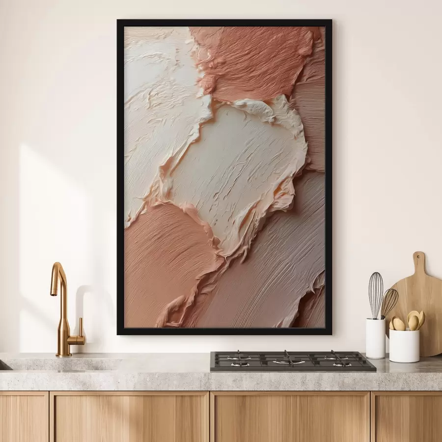 murales de pared Pinceladas con textura crema-melocotón, impasto rico f45869