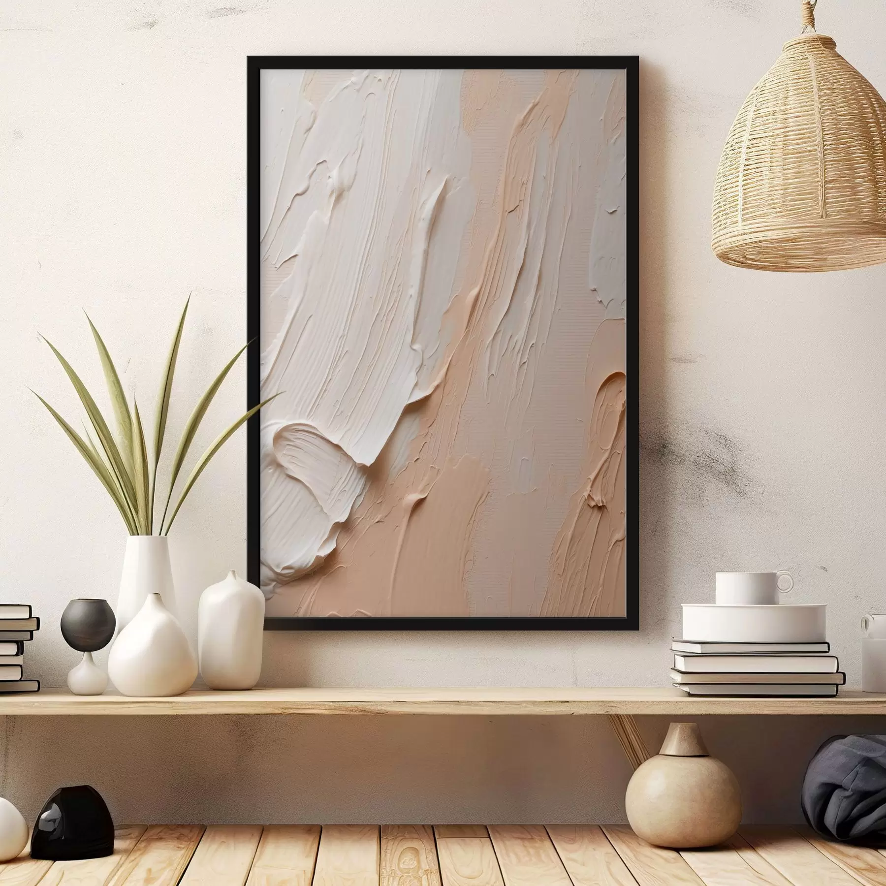 murales de pared Pinceladas texturizadas en tonos beige crema f45871