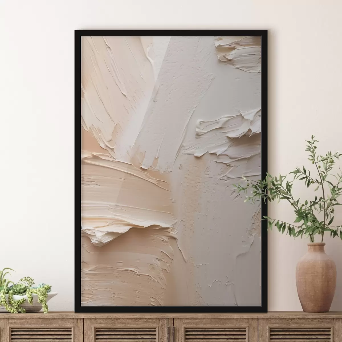 Poster Pinceladas ligeras e impasto, textura cremosa y arenosa f45872