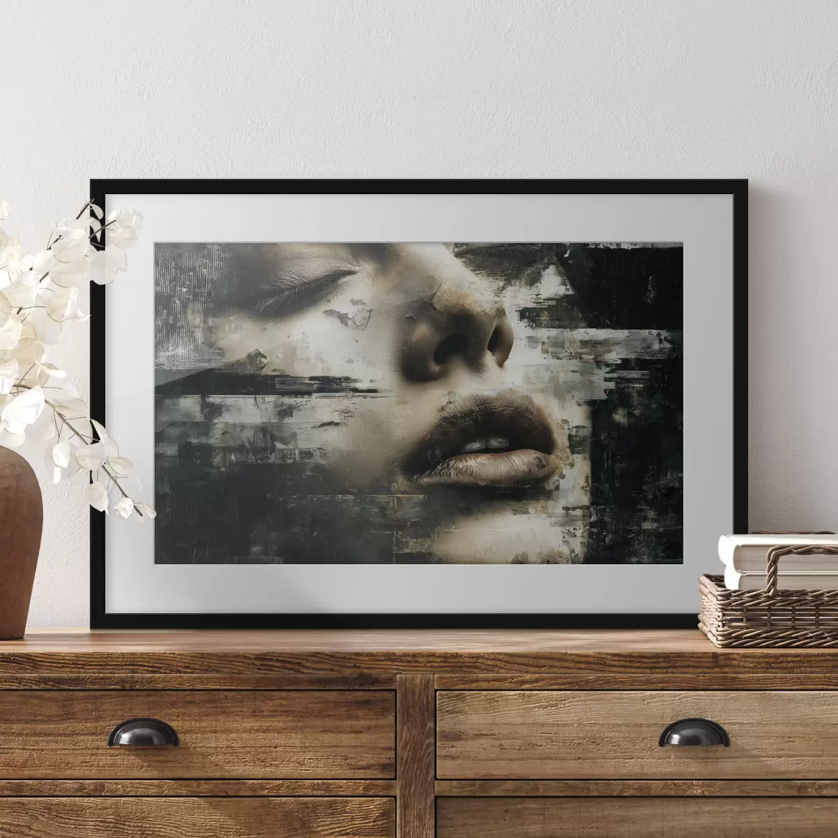 Poster Retrato femenino abstracto con efecto glitch y texturas f45873