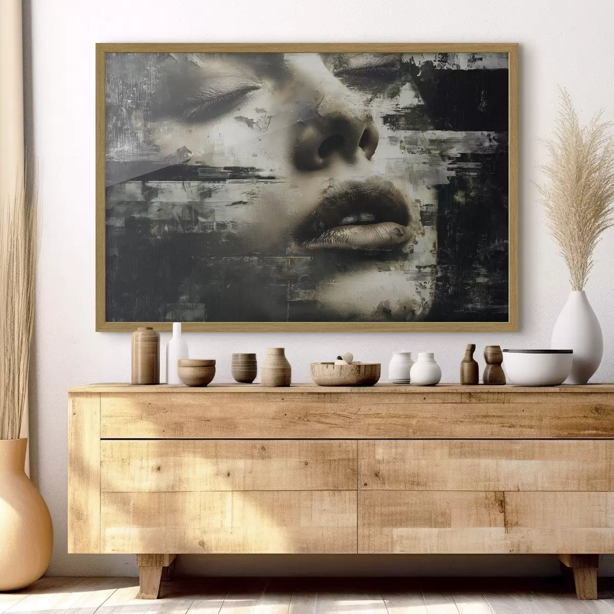 Poster Retrato femenino abstracto con efecto glitch y texturas f45873