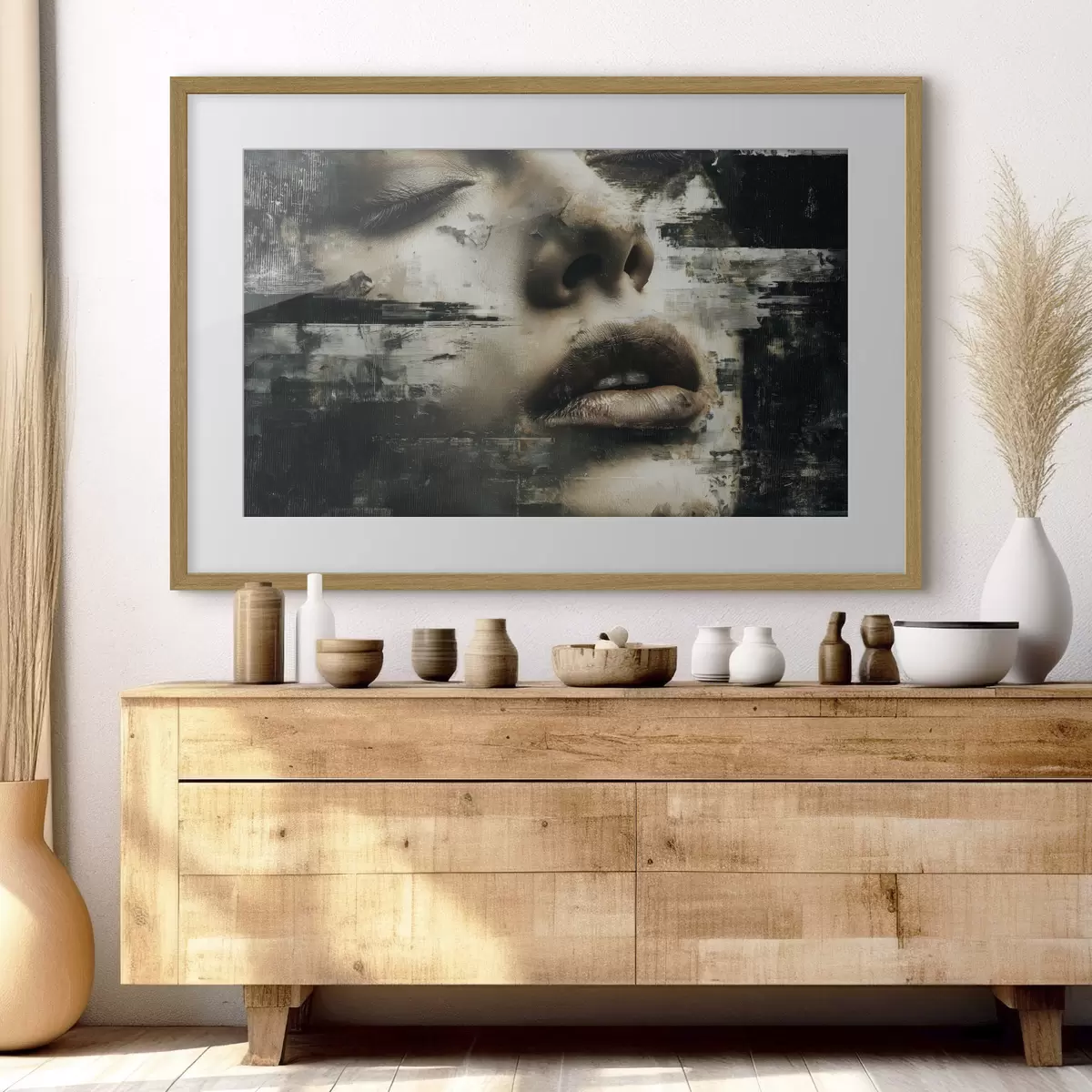 Poster Retrato femenino abstracto con efecto glitch y texturas f45873
