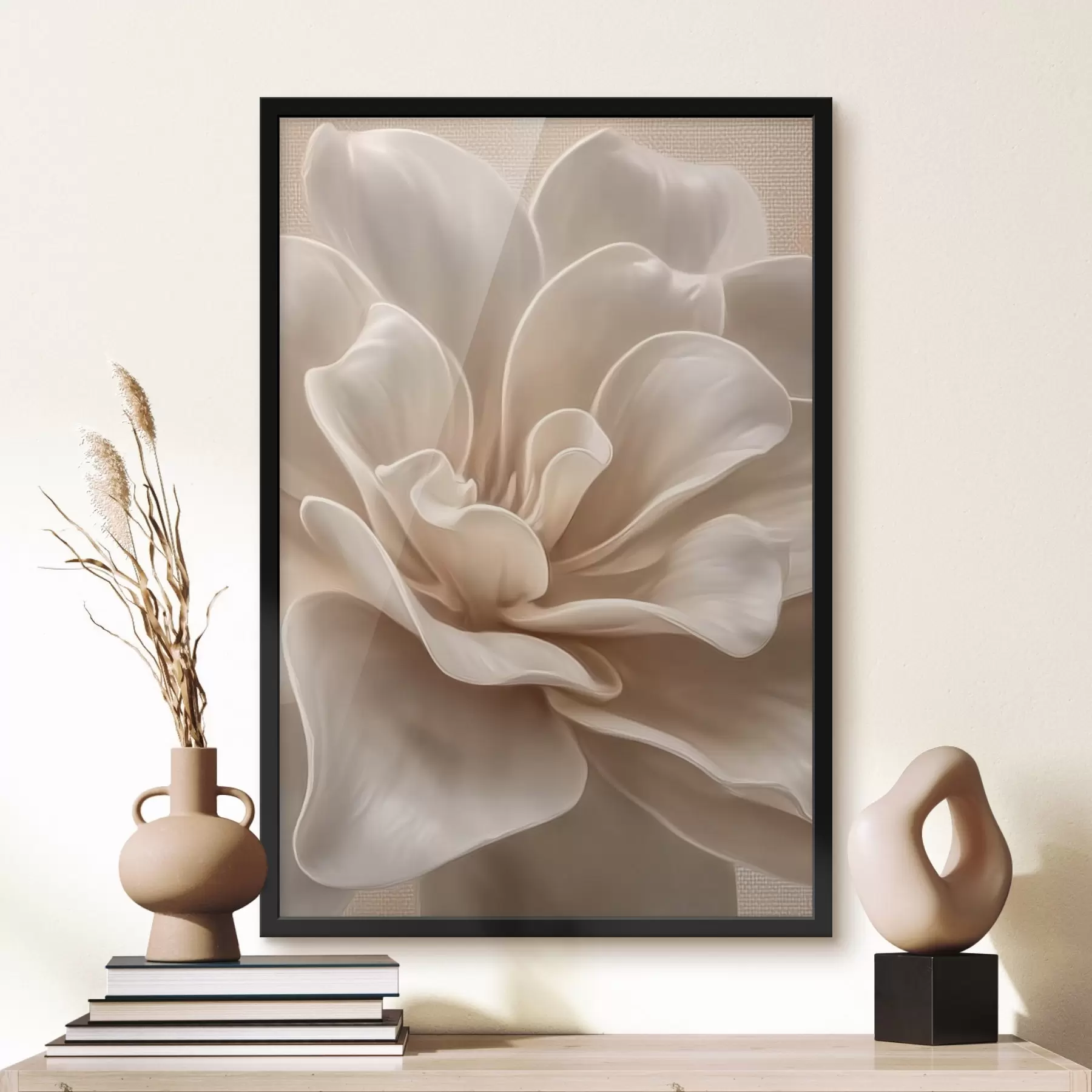 murales de pared Flor grande de color crema, pétalos suaves macro f45874