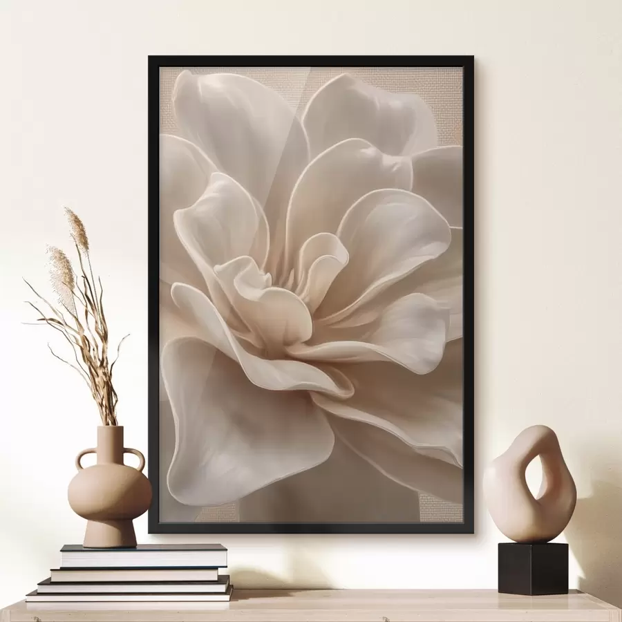 murales de pared Flor grande de color crema, pétalos suaves macro f45874