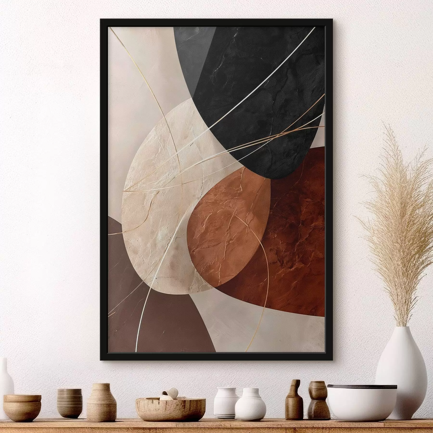 murales de pared Óvalos geométricos en una paleta de colores beige y caramelo f45878