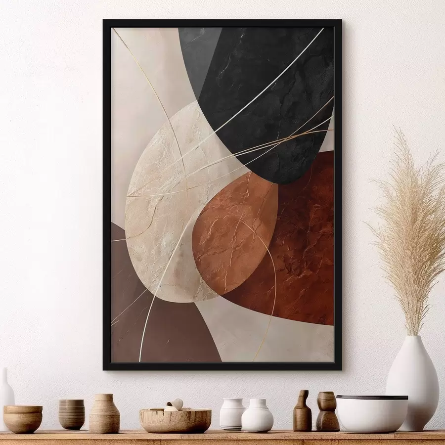 murales de pared Óvalos geométricos en una paleta de colores beige y caramelo f45878