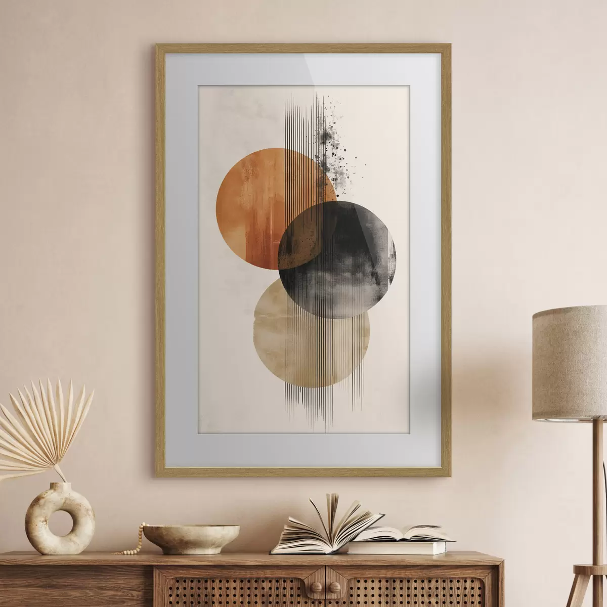 Poster Círculos de ocre y tinta f45885