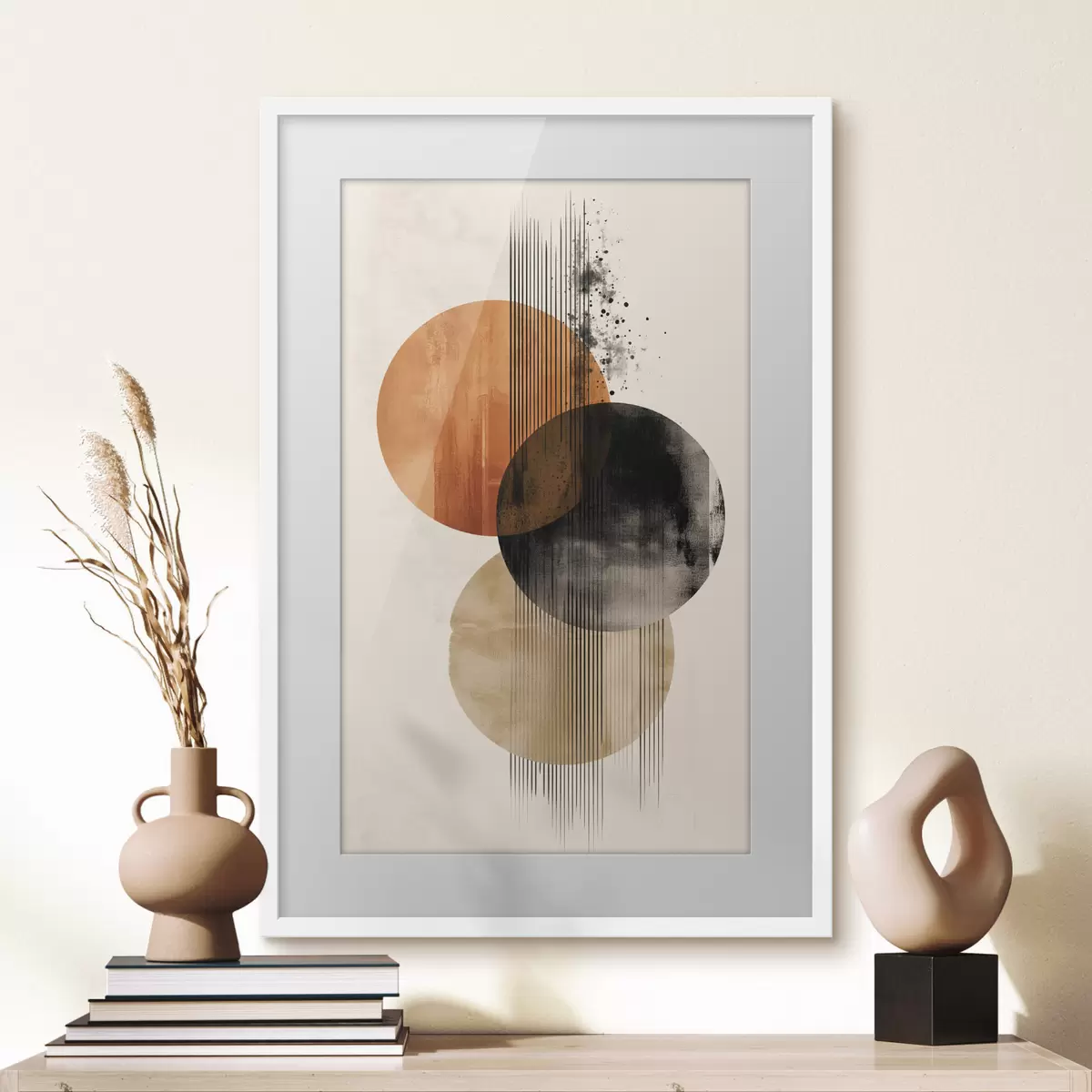 Poster Círculos de ocre y tinta f45885