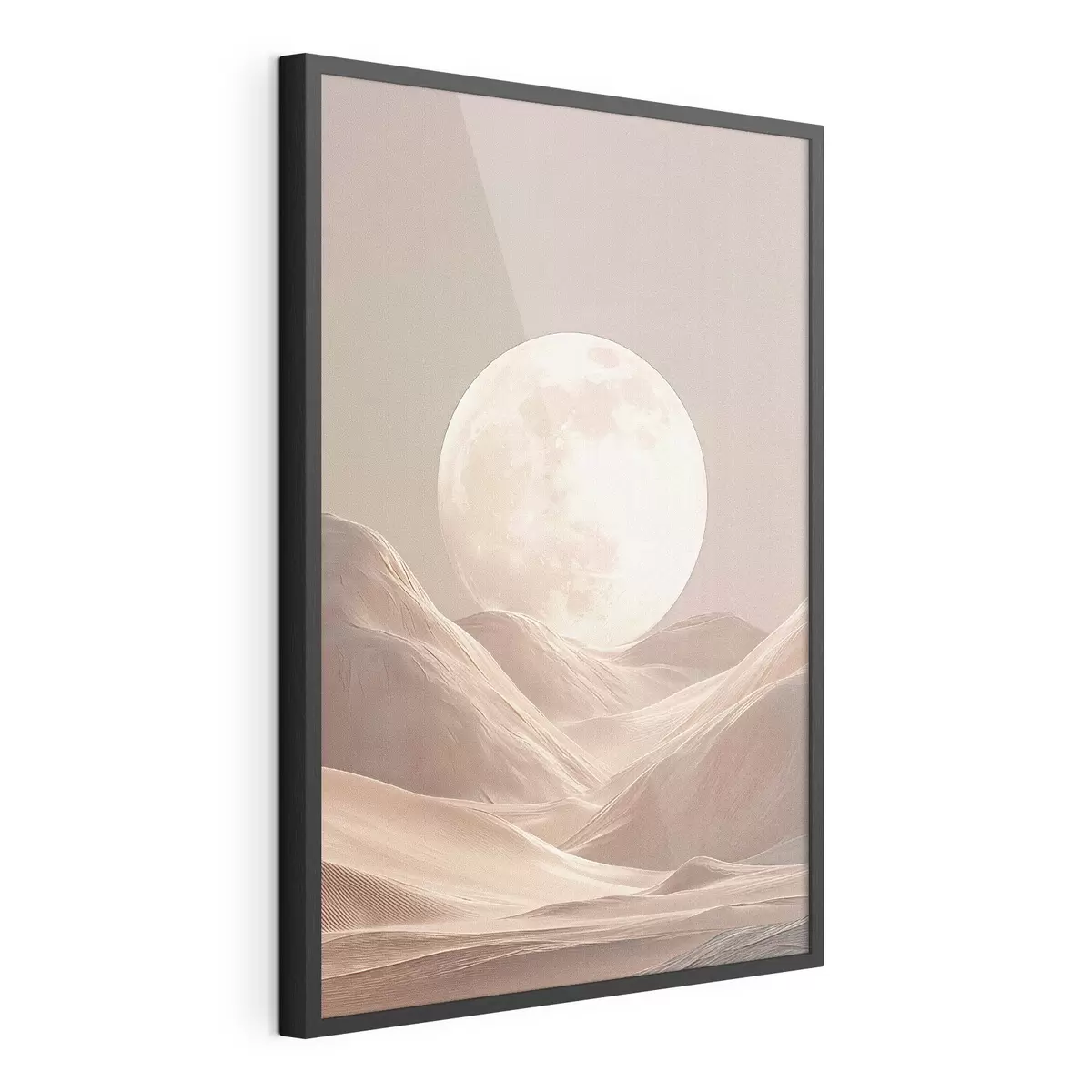Poster Luna sobre dunas arenosas en tonos rosados f45892