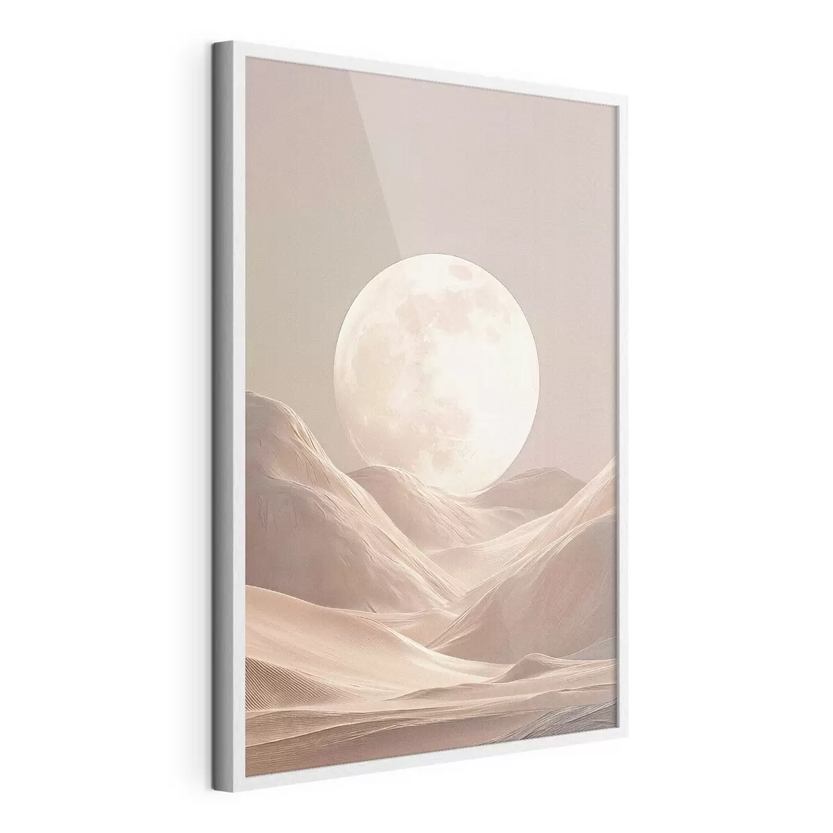 Poster Luna sobre dunas arenosas en tonos rosados f45892