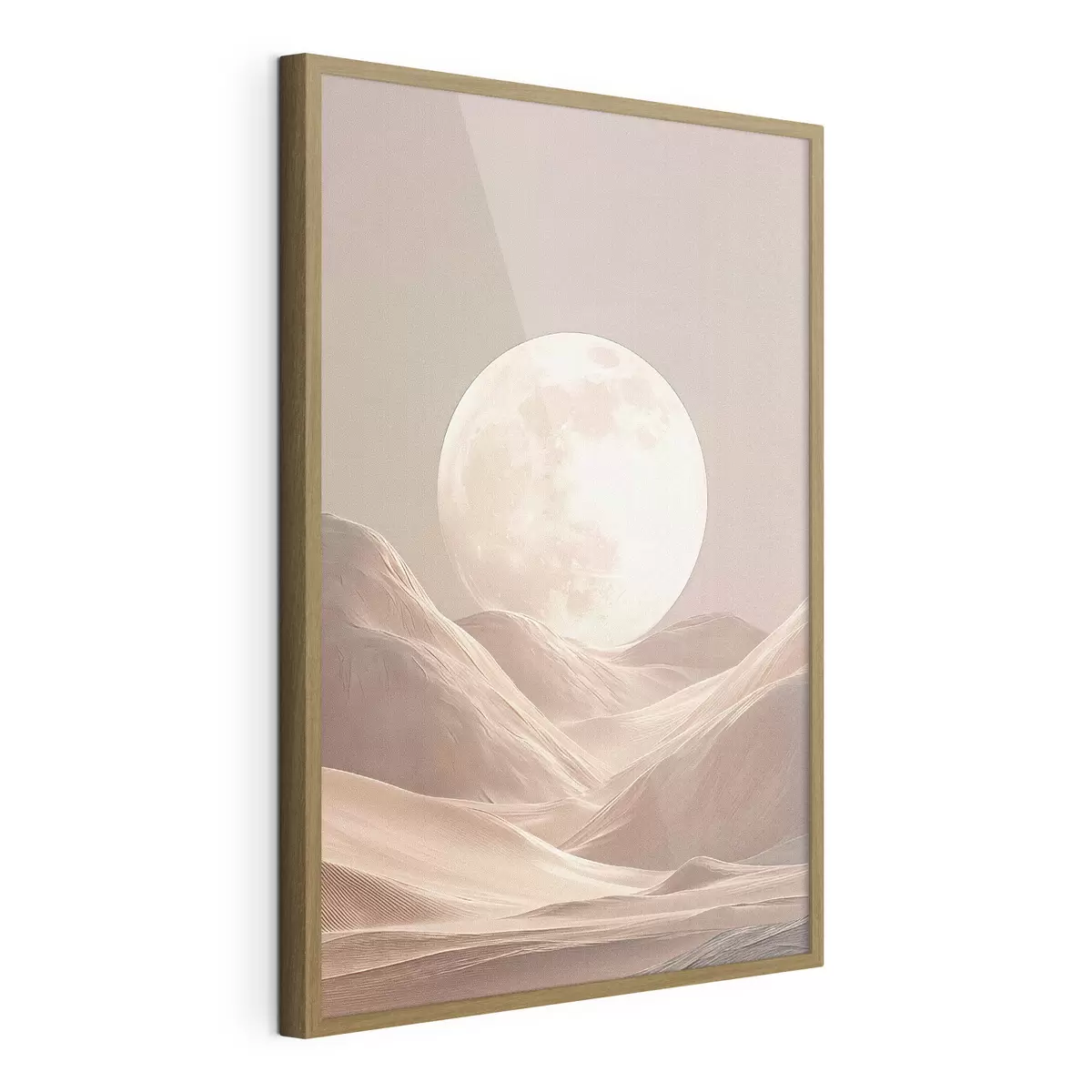 Poster Luna sobre dunas arenosas en tonos rosados f45892