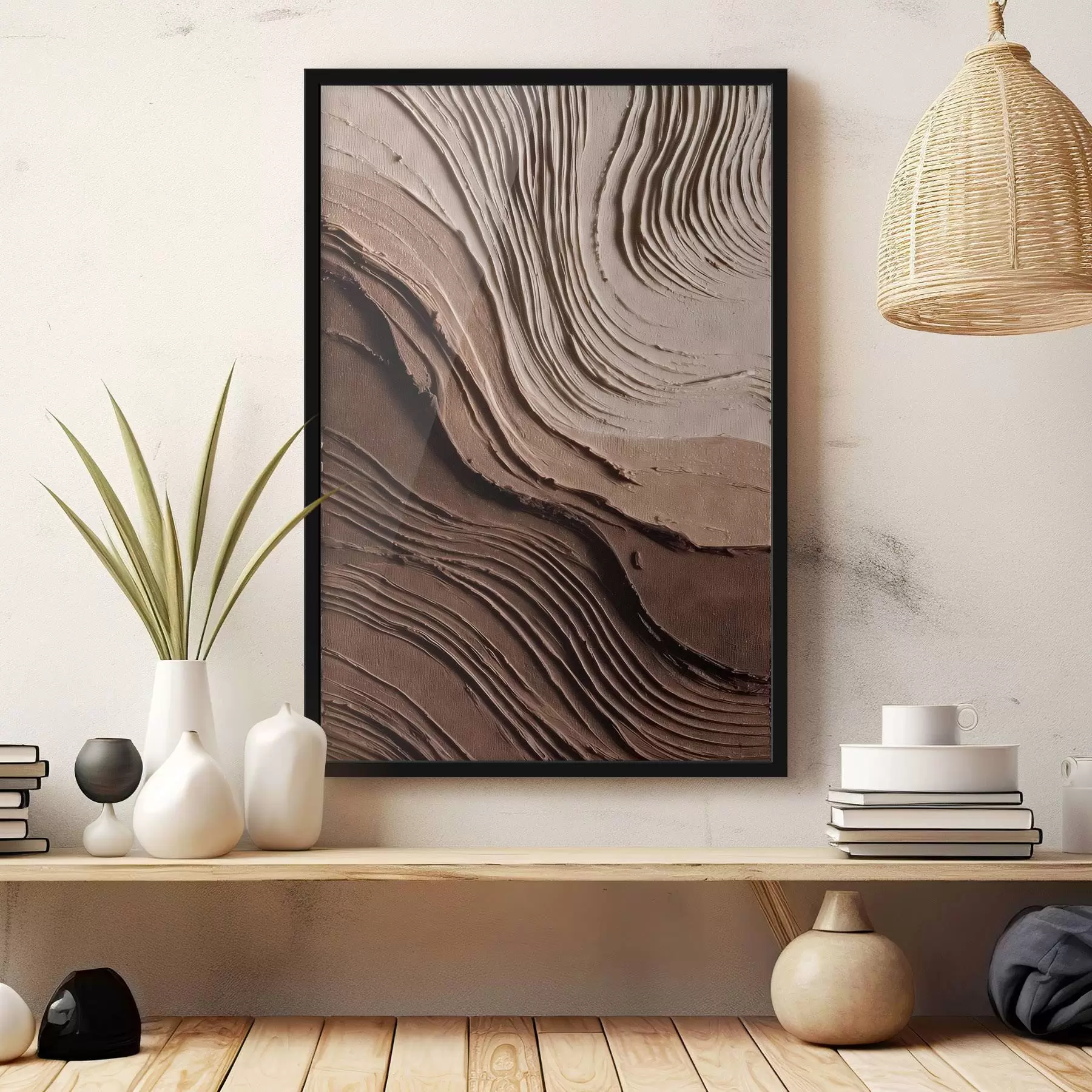 murales de pared Capas en relieve de color chocolate-beige, pasta texturizada f45894