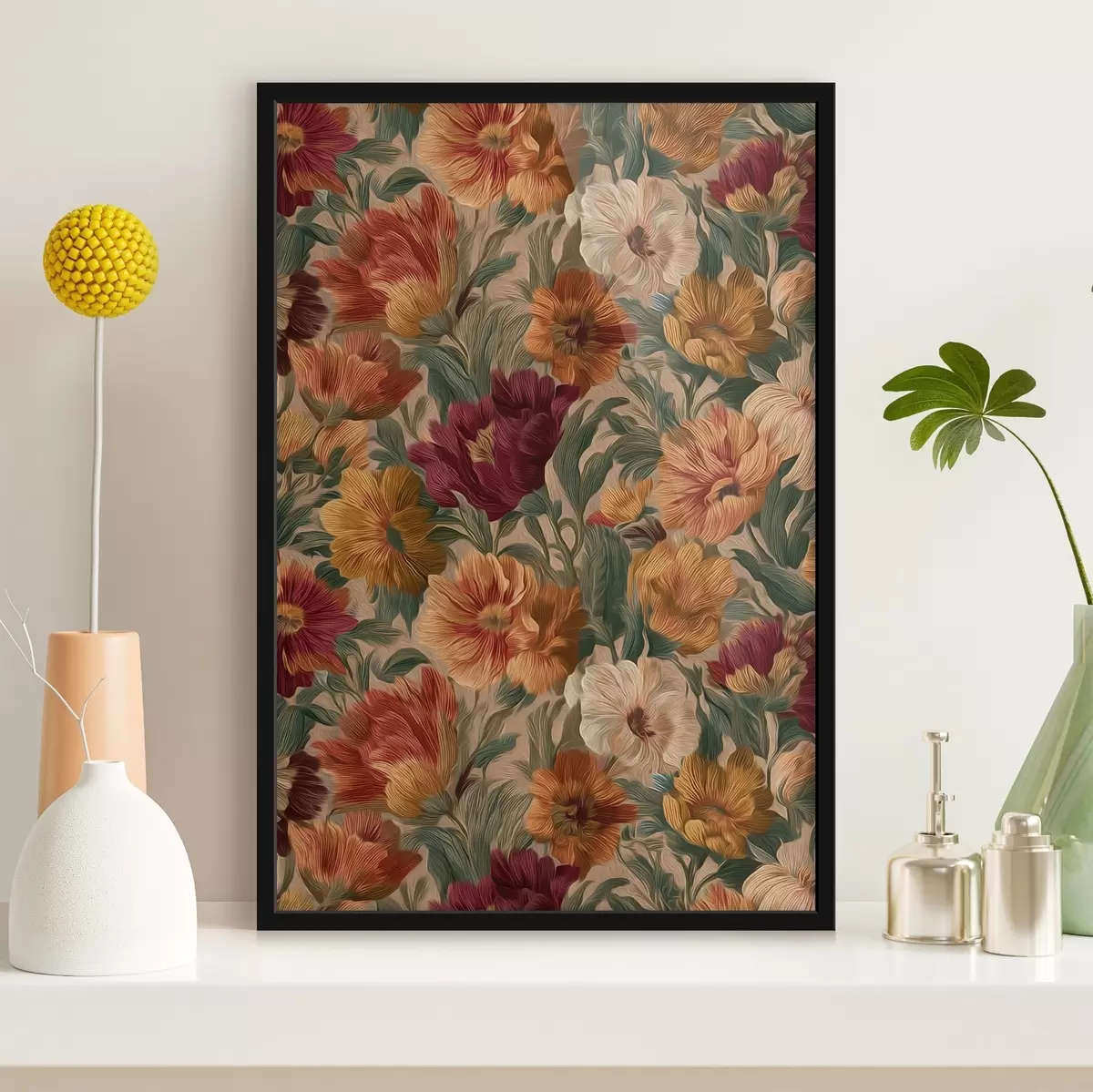 Poster Estampado floral vintage en una paleta de colores cálidos f45896