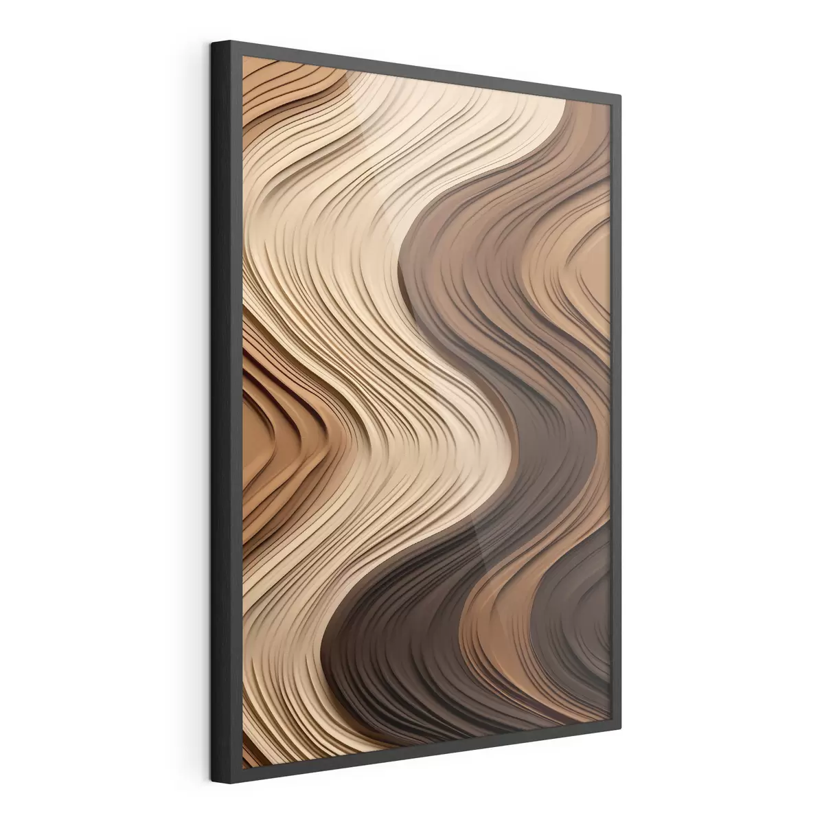 Poster Ondas verticales en cálidas capas de color beige-marrón f45905