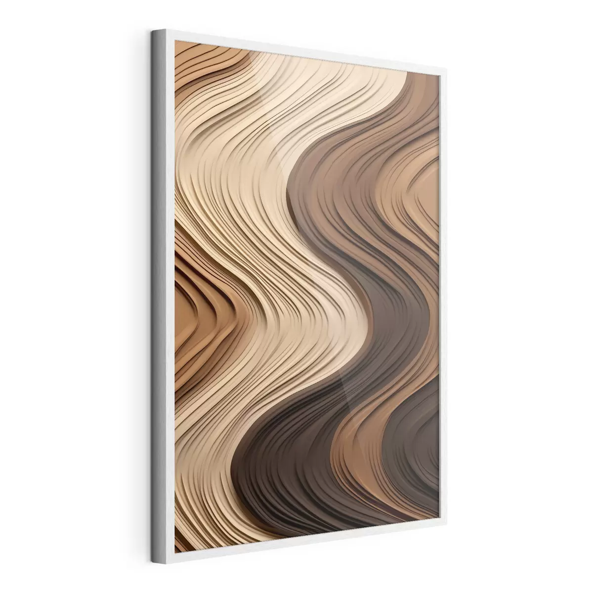 Poster Ondas verticales en cálidas capas de color beige-marrón f45905