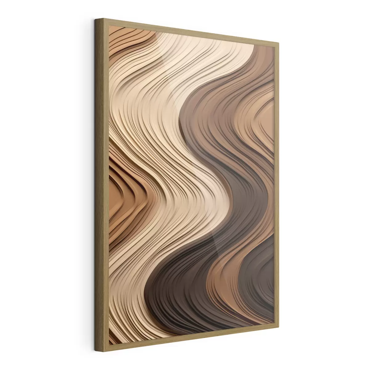 Poster Ondas verticales en cálidas capas de color beige-marrón f45905