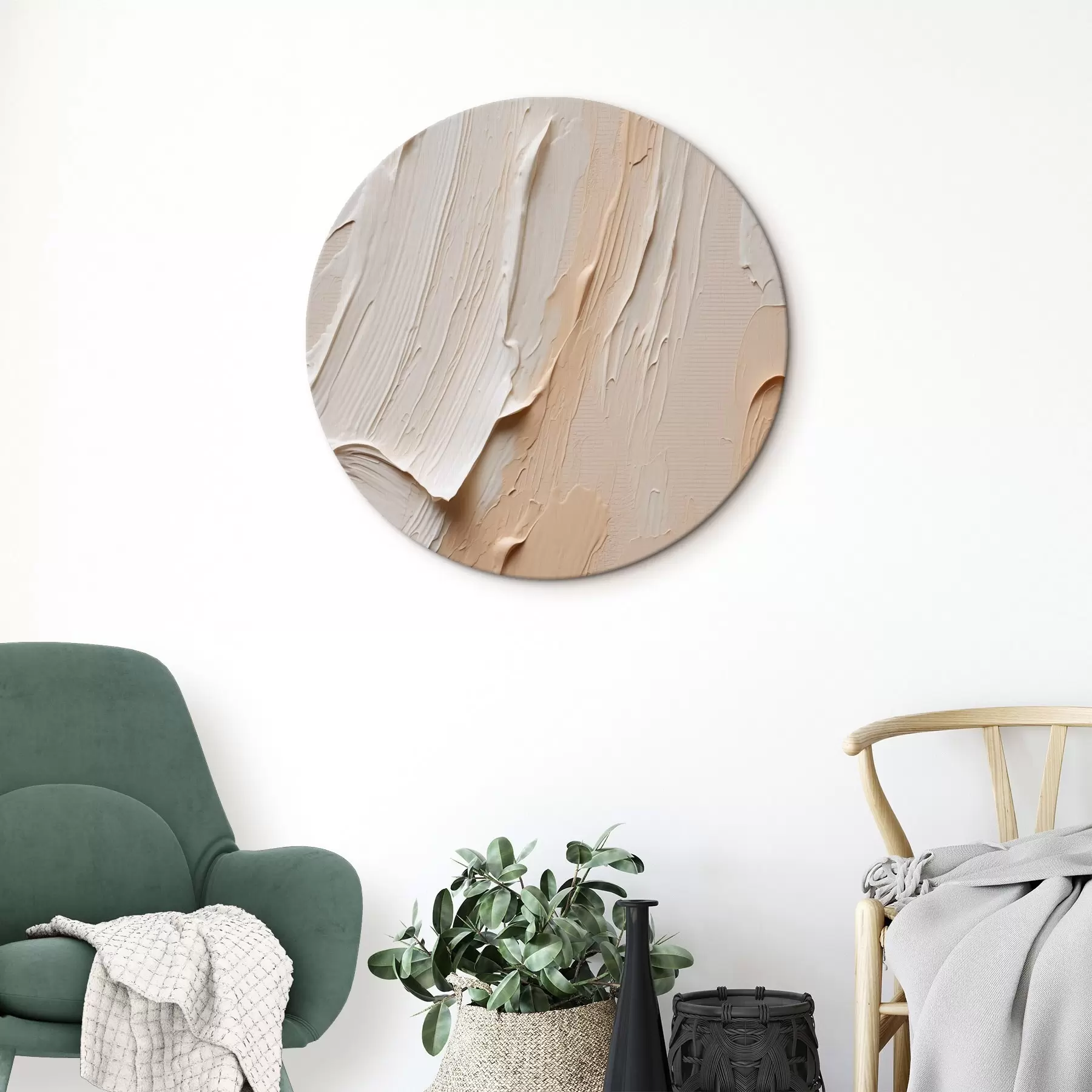 murales de pared Pinceladas texturizadas en tonos beige crema r45871