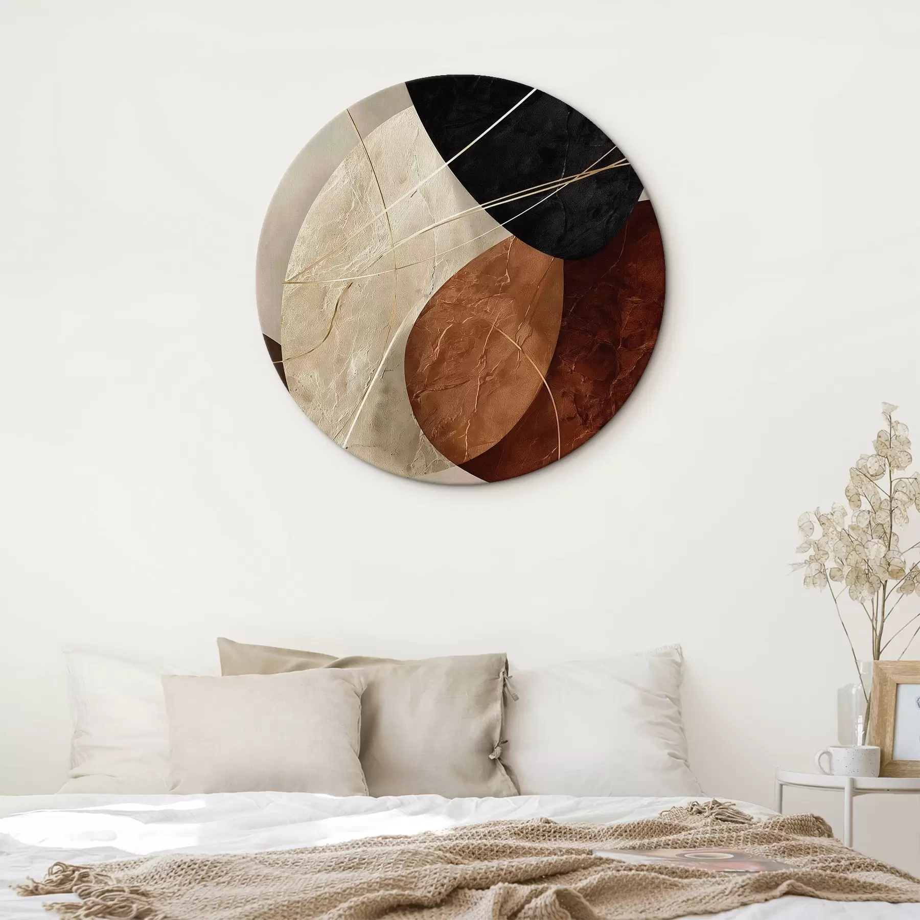 murales de pared Óvalos geométricos en una paleta de colores beige y caramelo r45878