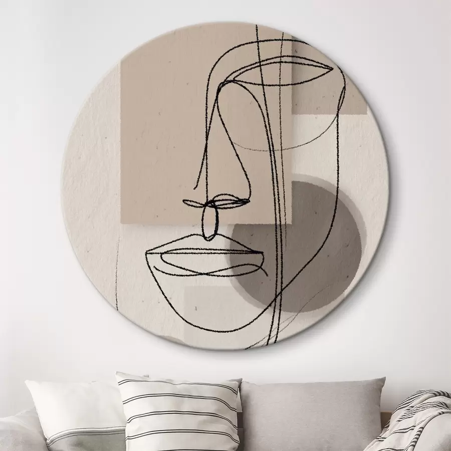 murales de pared Retrato en línea sobre formas geométricas beige r45886