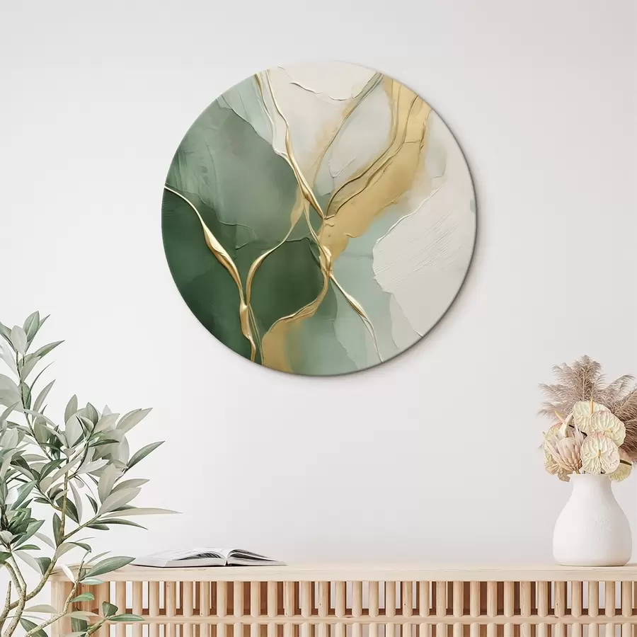 murales de pared Abstracción en color crema esmeralda con vetas amarillas r45887