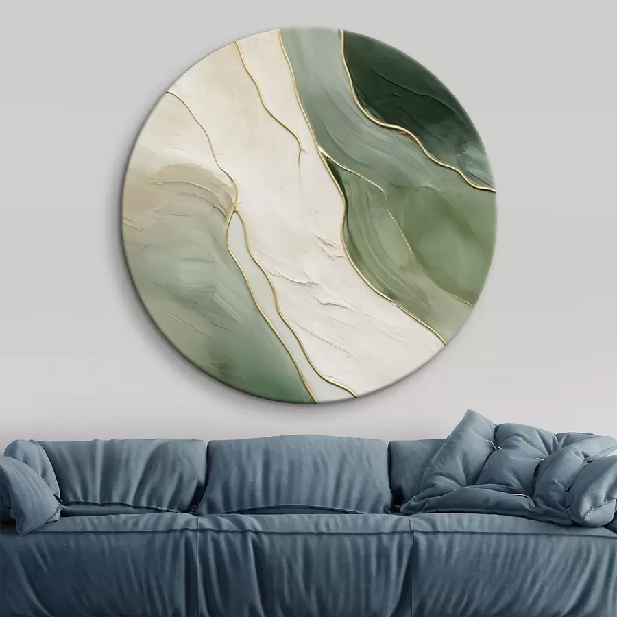 murales de pared Abstracción esmeralda con finas líneas amarillas r45888