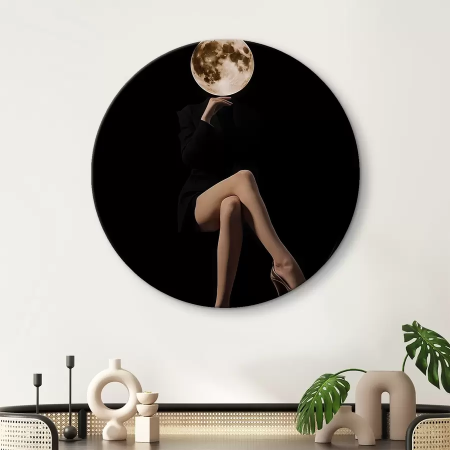 murales de pared Silueta con la luna como rostro, minimalismo r45891
