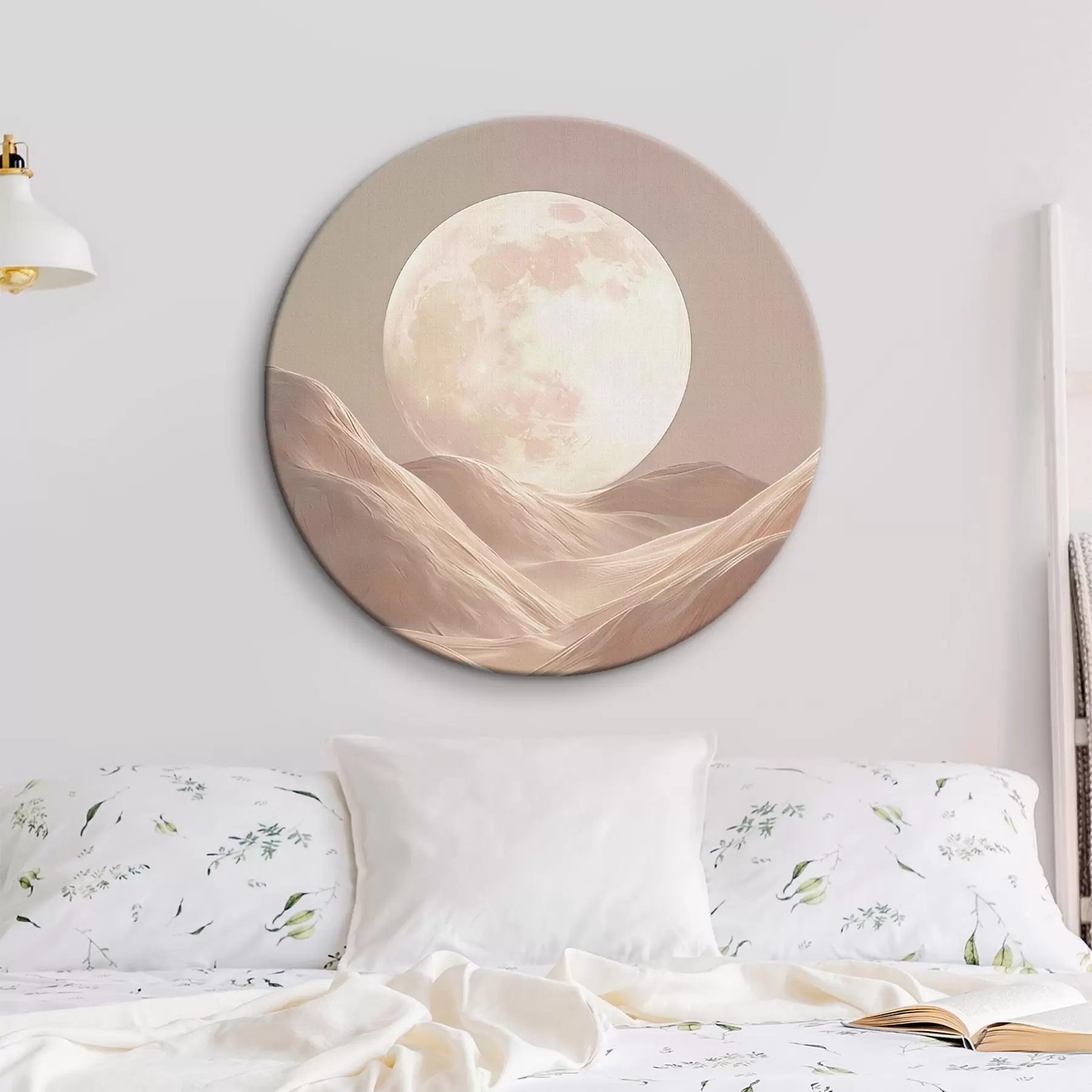 murales de pared Luna sobre dunas arenosas en tonos rosados r45892