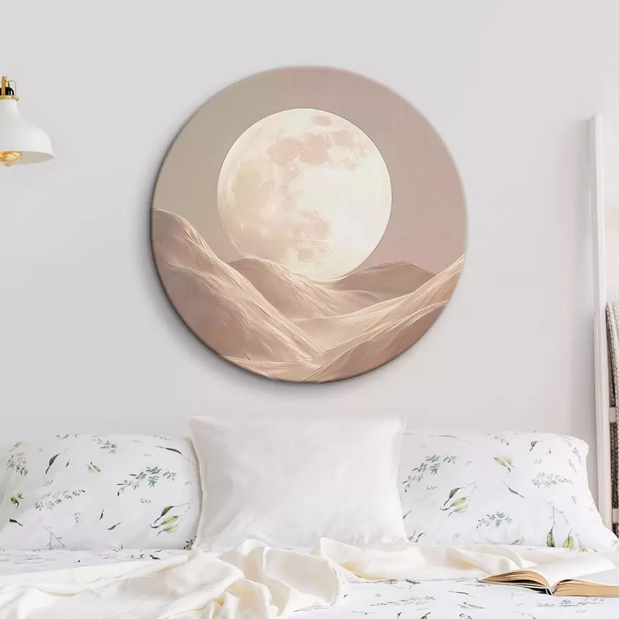 murales de pared Luna sobre dunas arenosas en tonos rosados r45892