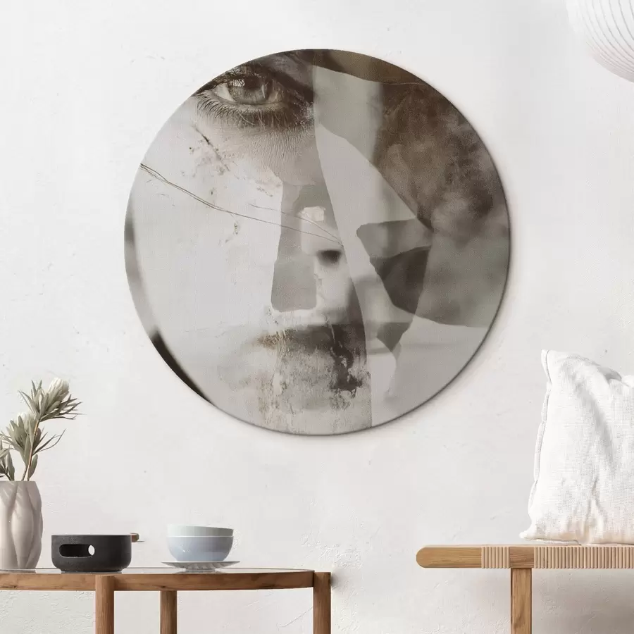 murales de pared Retrato abstracto en sepia, texturas y manchas r45897