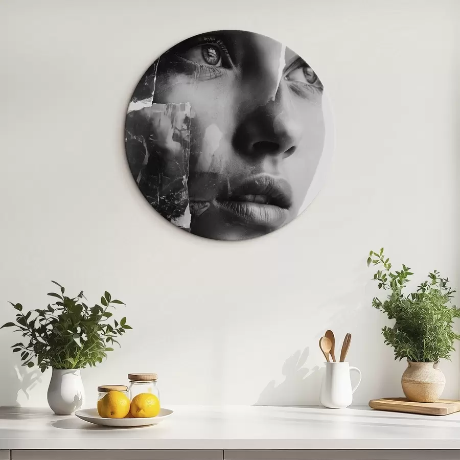 murales de pared Retrato collage en blanco y negro con capas rasgadas con textura r45898