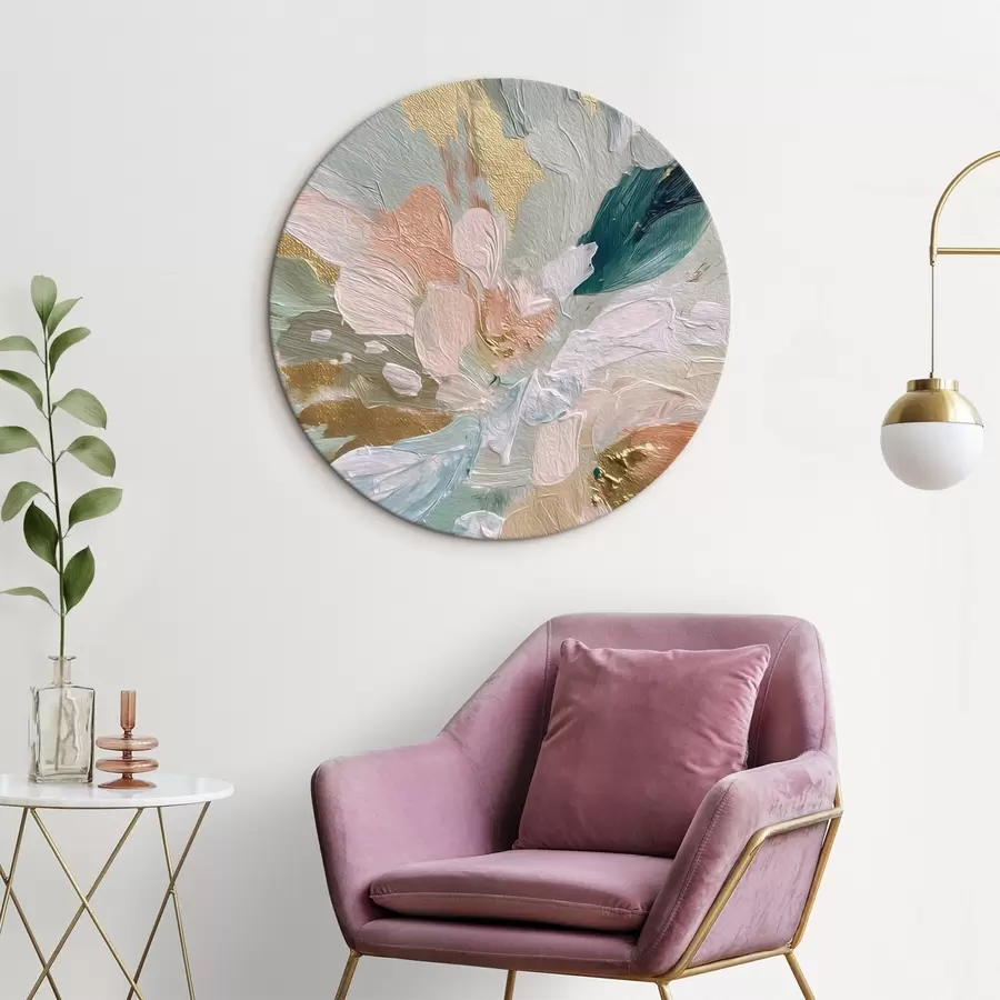 murales de pared Pinceladas florales en tonos pastel con motas amarillas r45899