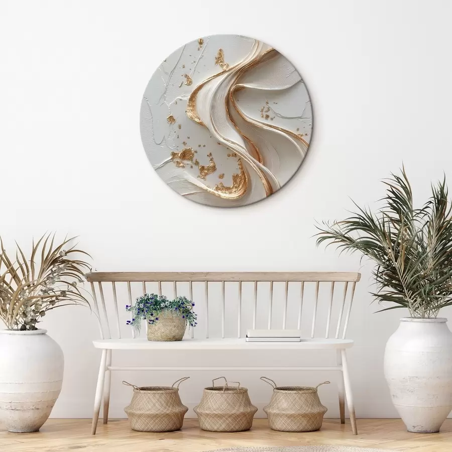 murales de pared Trazos texturizados blancos y amarillos con detalles metálicos r45906