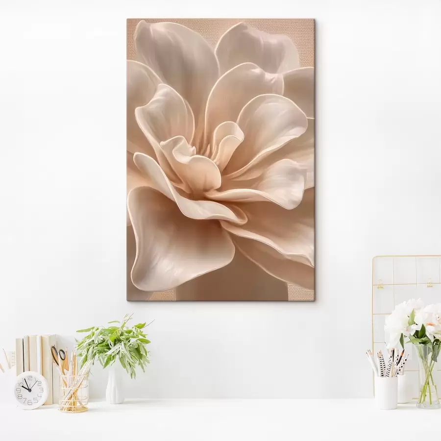 murales de pared Flor grande de color crema, pétalos suaves macro s45874