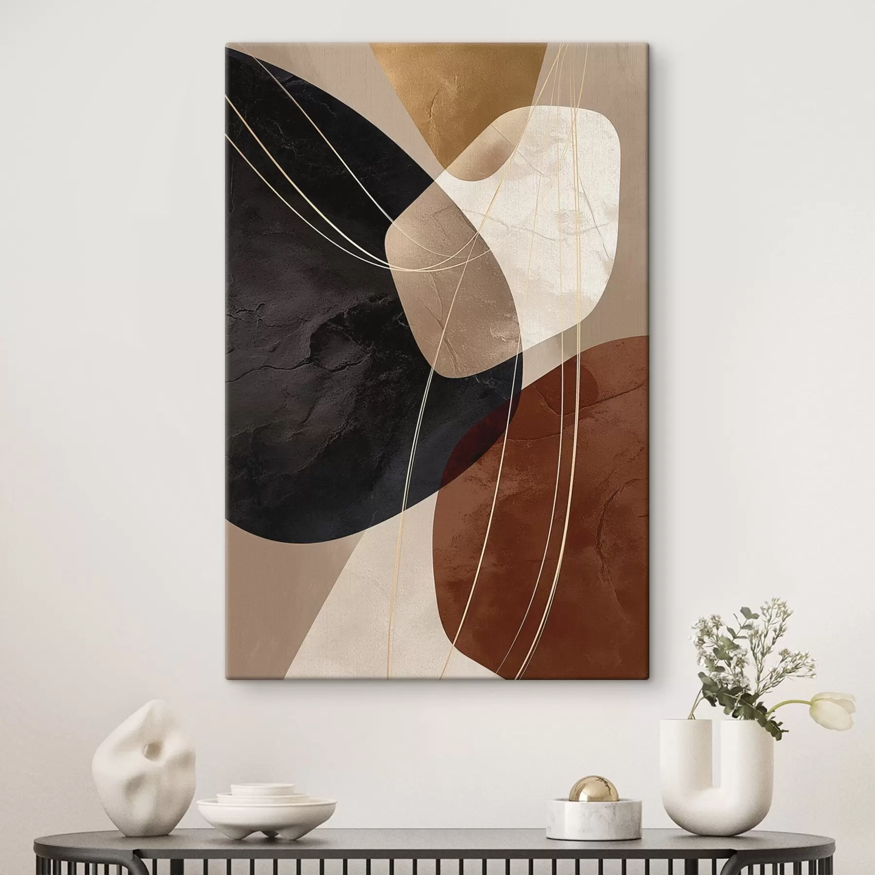 murales de pared Formas geométricas en una paleta cálida, líneas finas s45879