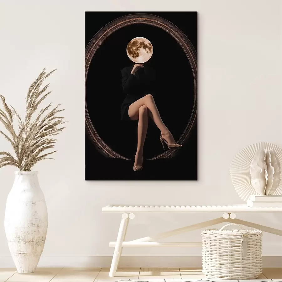 murales de pared Silueta con la luna como rostro, minimalismo s45891