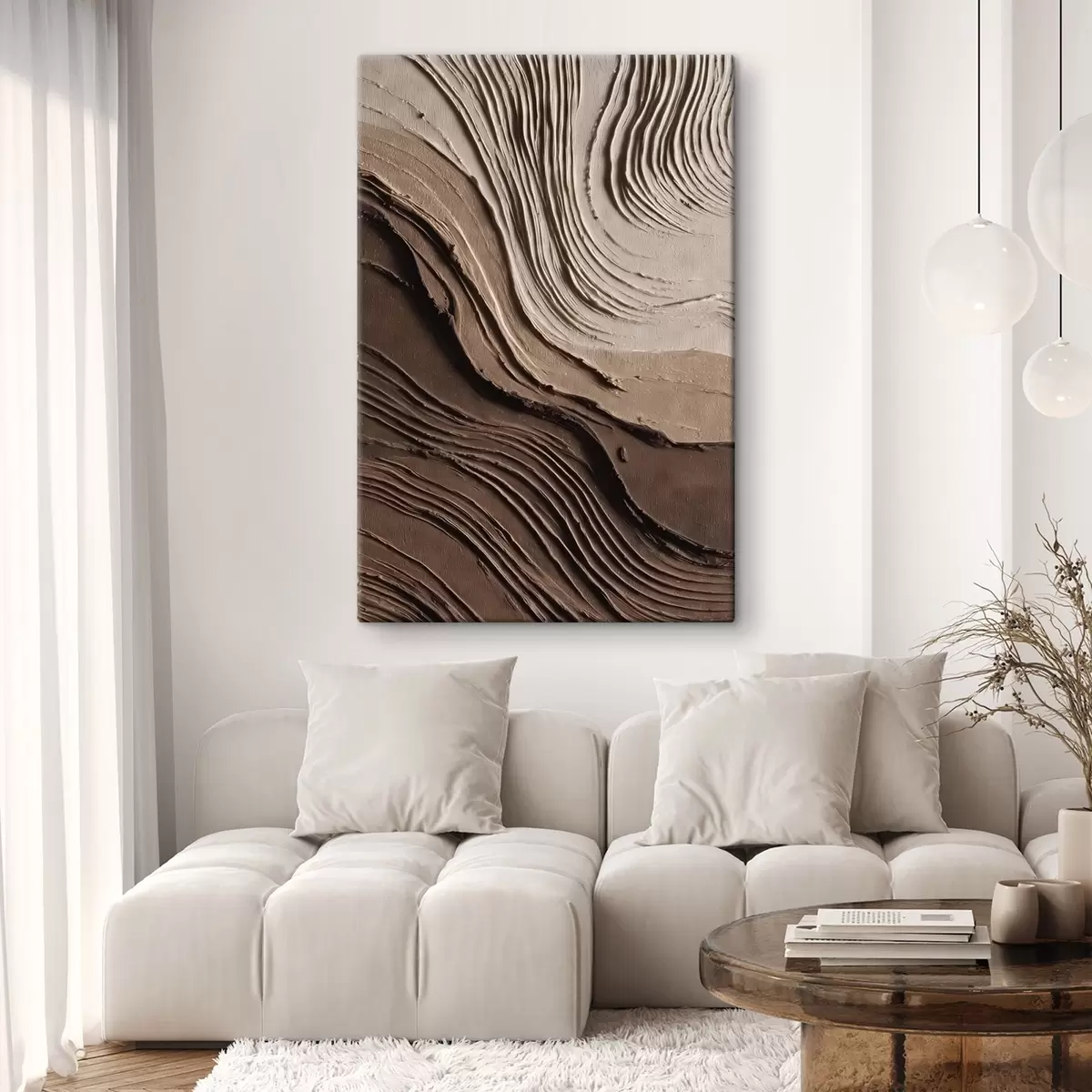 murales de pared Capas en relieve de color chocolate-beige, pasta texturizada s45894