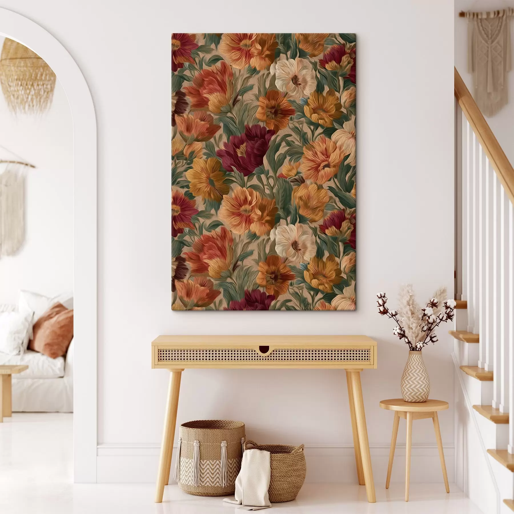 murales de pared Estampado floral vintage en una paleta de colores cálidos s45896