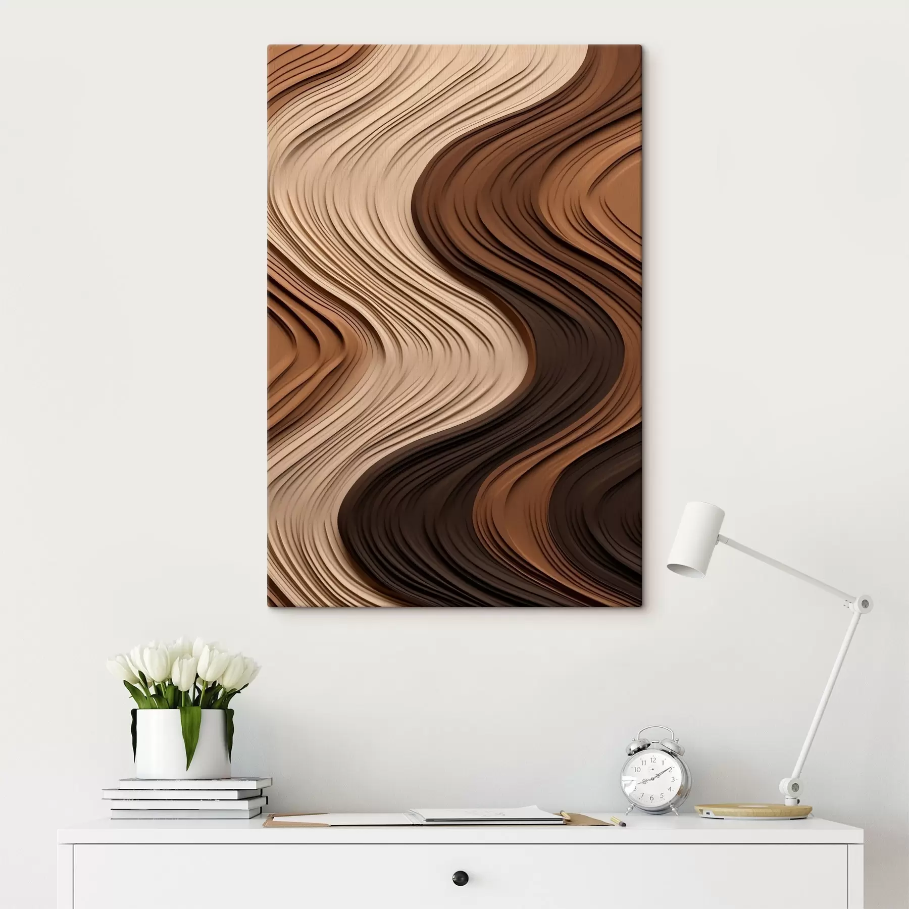 murales de pared Ondas verticales en cálidas capas de color beige-marrón s45905