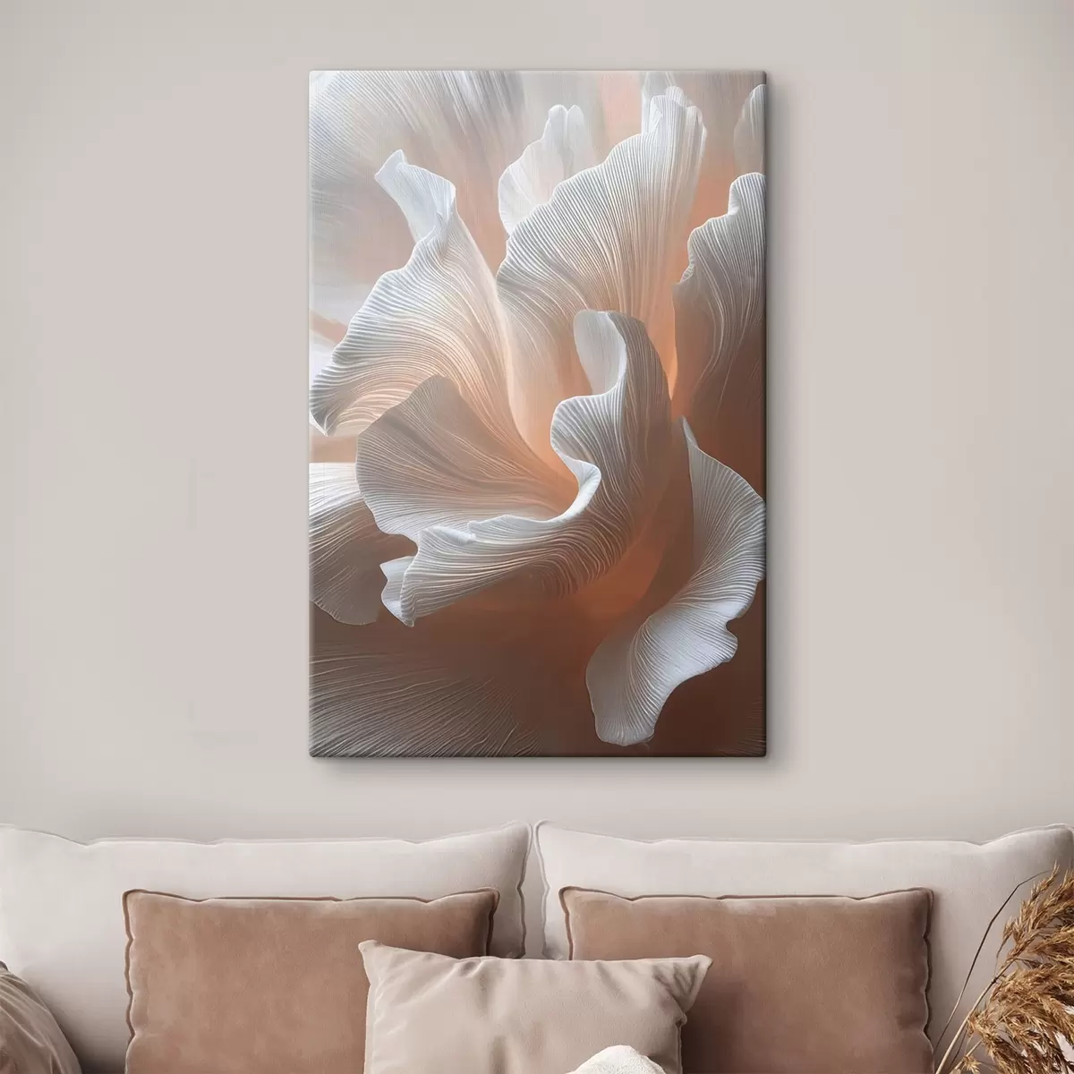 murales de pared Pétalos blancos y vaporosos con un cálido brillo melocotón s45909