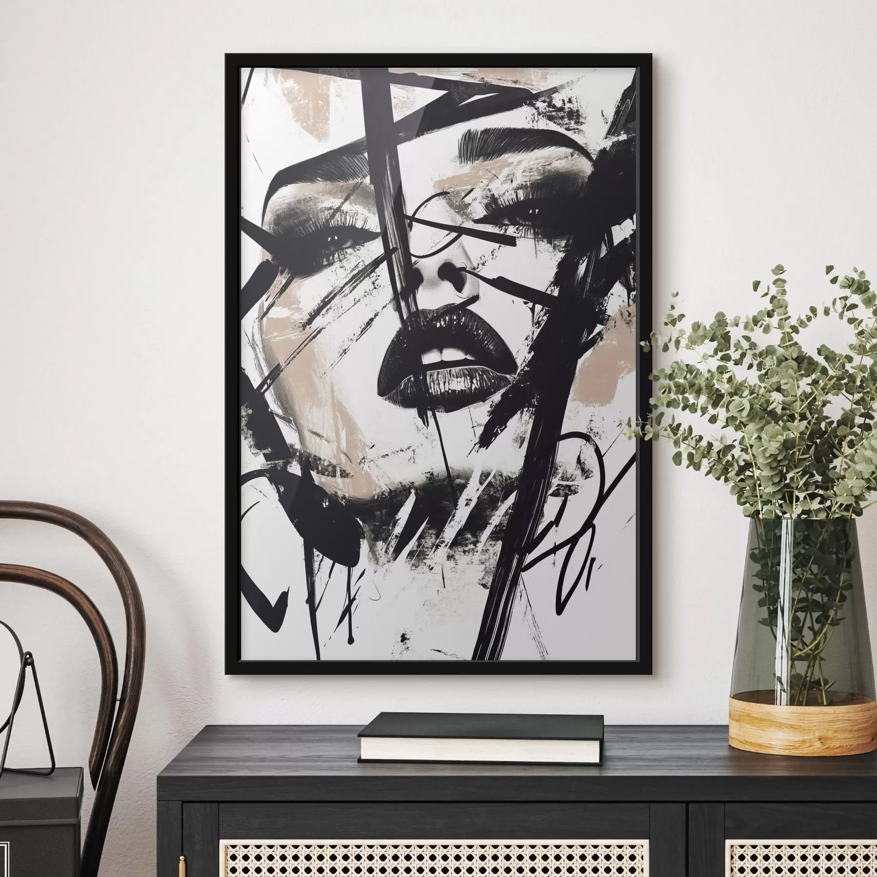 murales de pared Retrato abstracto de una mujer al estilo graffiti f45777