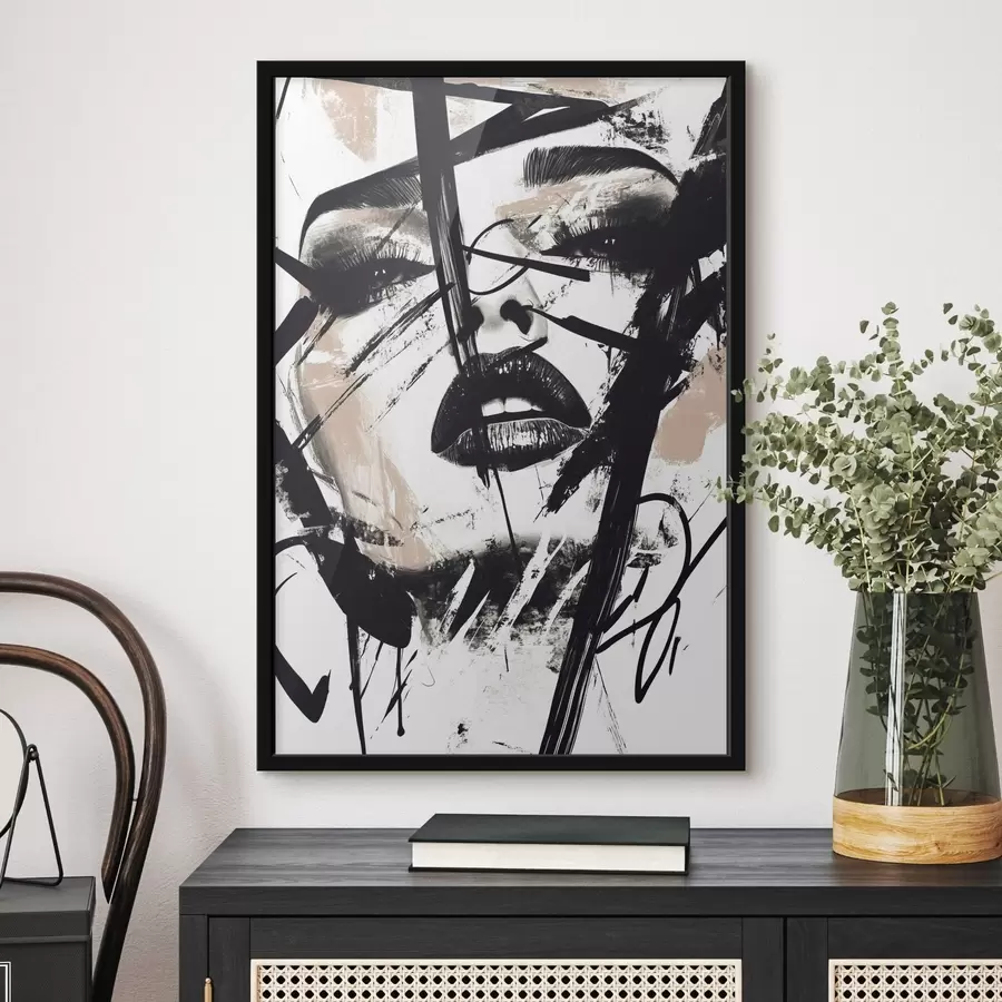 murales de pared Retrato abstracto de una mujer al estilo graffiti f45777